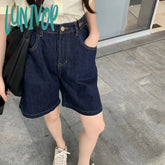 Lunivop Women’s Blue Wide Leg Denim Shorts Unisex Style Hip Hop Street Summer New Female High